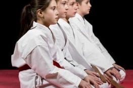 Niños en clase de artes marciales